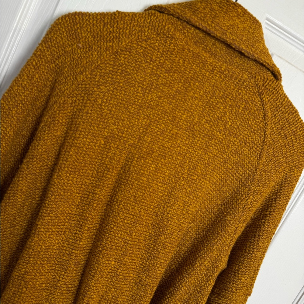 Free People Mustard Textured Knit Belted Jacket Coat Size Medium Slouchy Boho - Picture 12 of 14
